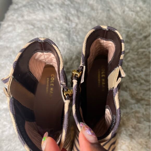 Cole Haan Grand 360 Animal Print Suede Leather Booties - Picture 7 of 9